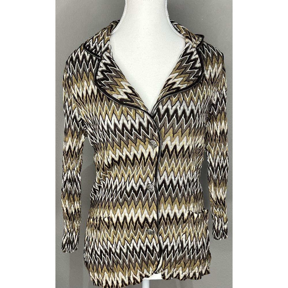 Alberto Makali Womens XL Reversible Crocheted Design Peak Lapel Jacket Vintage